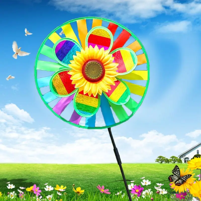 OOTDTY двухслойная ветряная мельница в виде подсолнечника ветровая вертушка