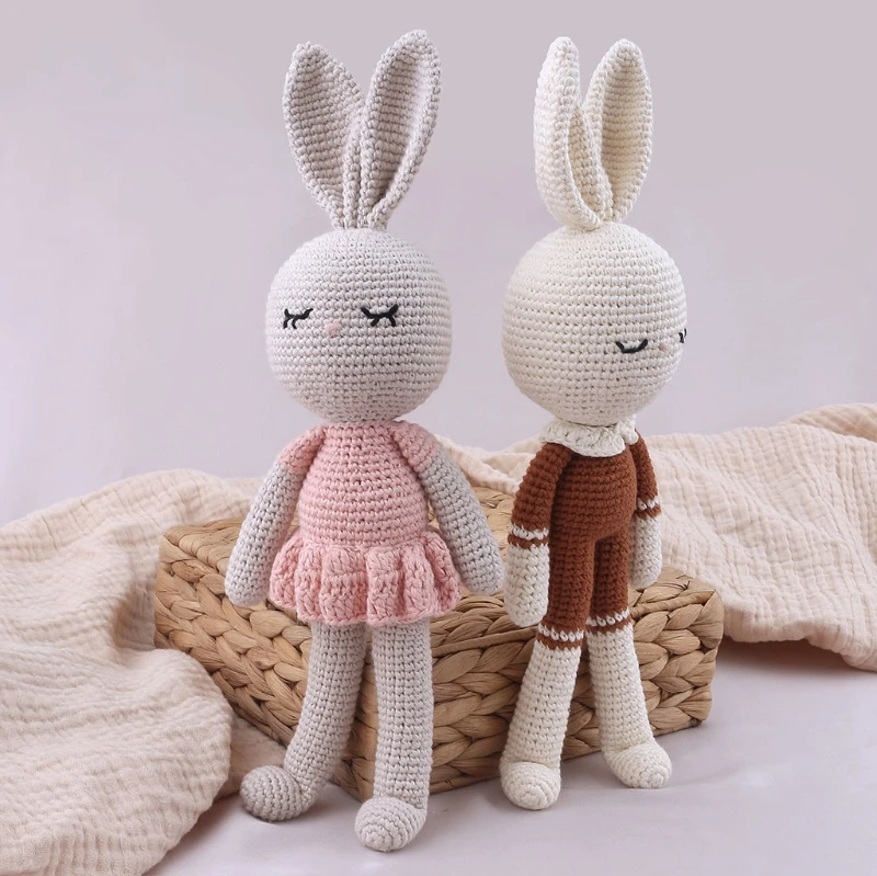 New Handmade Rabbit Crochet Wool Doll Animal Stuffed Plush Toy Baby Soothing Sleeping Gifts for Kids Birthday | Игрушки и хобби