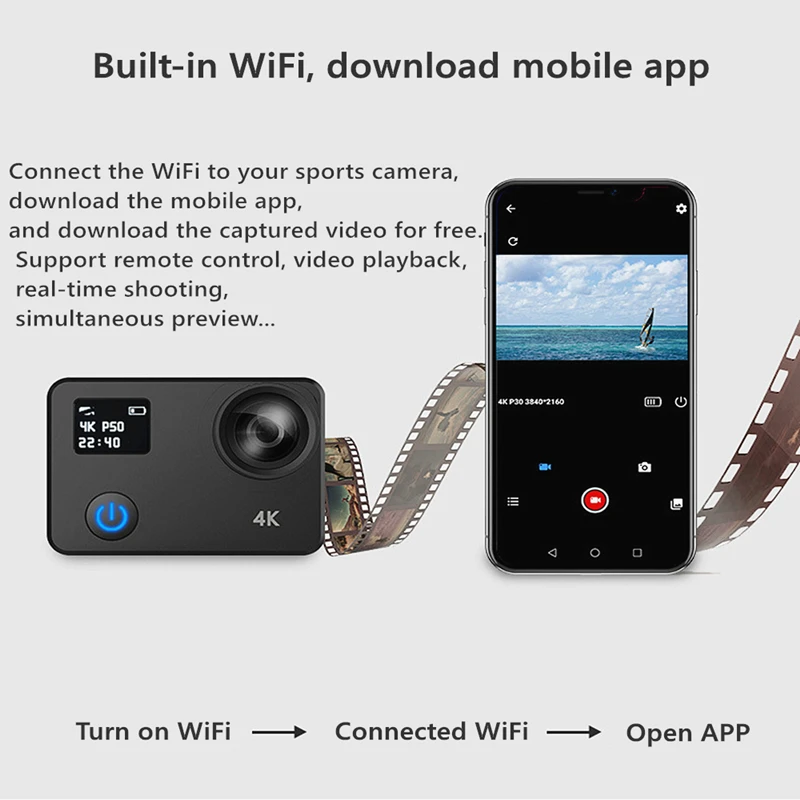 Спортивная Экшн камера ocare Ultra HD 4K 50fps Wi Fi дистанционное управление сенсорный