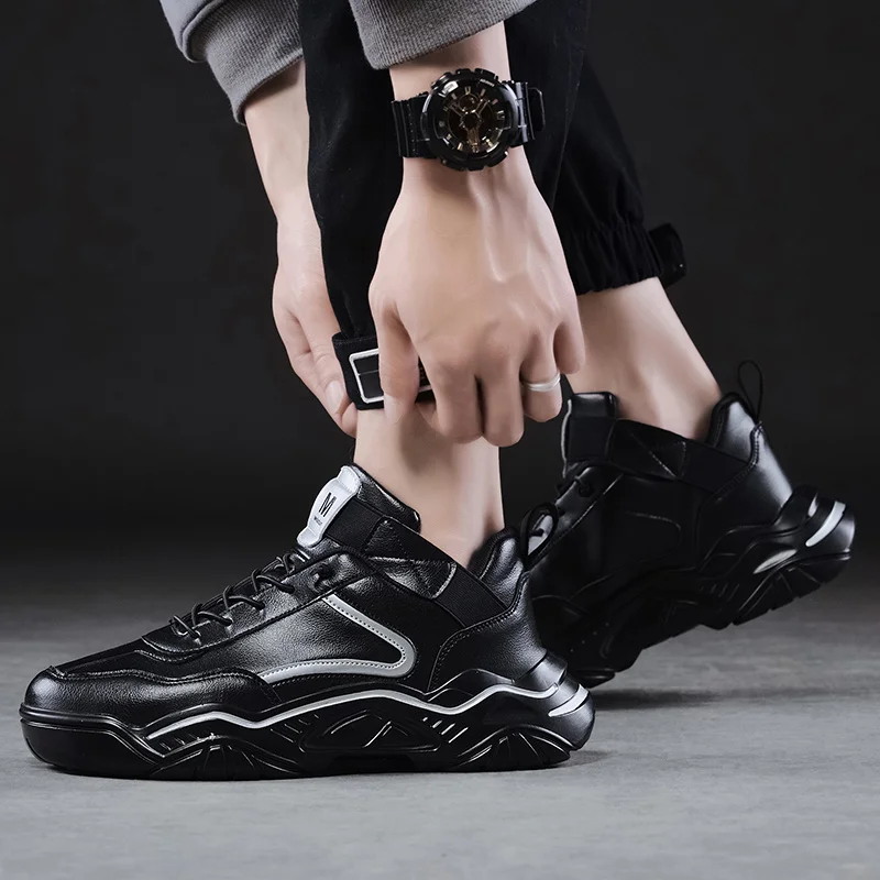 

Hot Sale Men Spring Casual Shoes Leather Sneaker for Men Black Walking Shoes Outdoor Light Shoe Comfortable Zapatos De Hombre 45