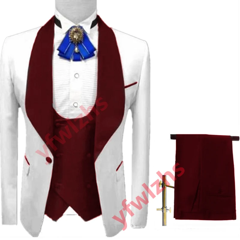 

New Arrival One Button Groomsmen Shawl Lapel Groom Tuxedos Men Suits Wedding/Prom Best Blazer ( Jacket+Pants+Vest+Tie) C208