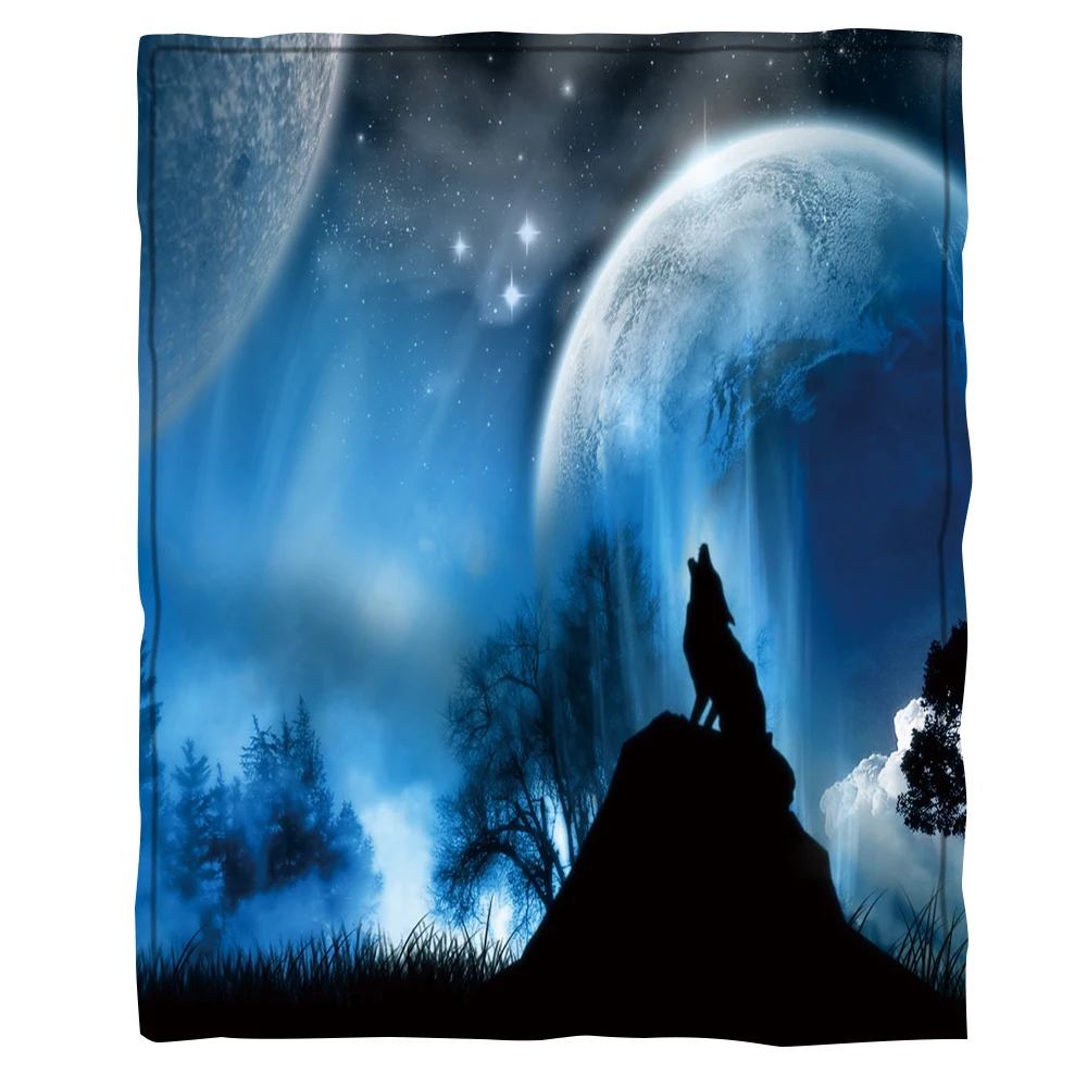 Фланелевое Одеяло ONGLYP 3D Воющий волк плед легкое удобное диванное покрывало