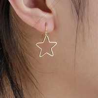 8seasons gold color drop earrings for women pentagram star charm hollow drop earring fashion jewelry gifts 2021 trend 1 pair