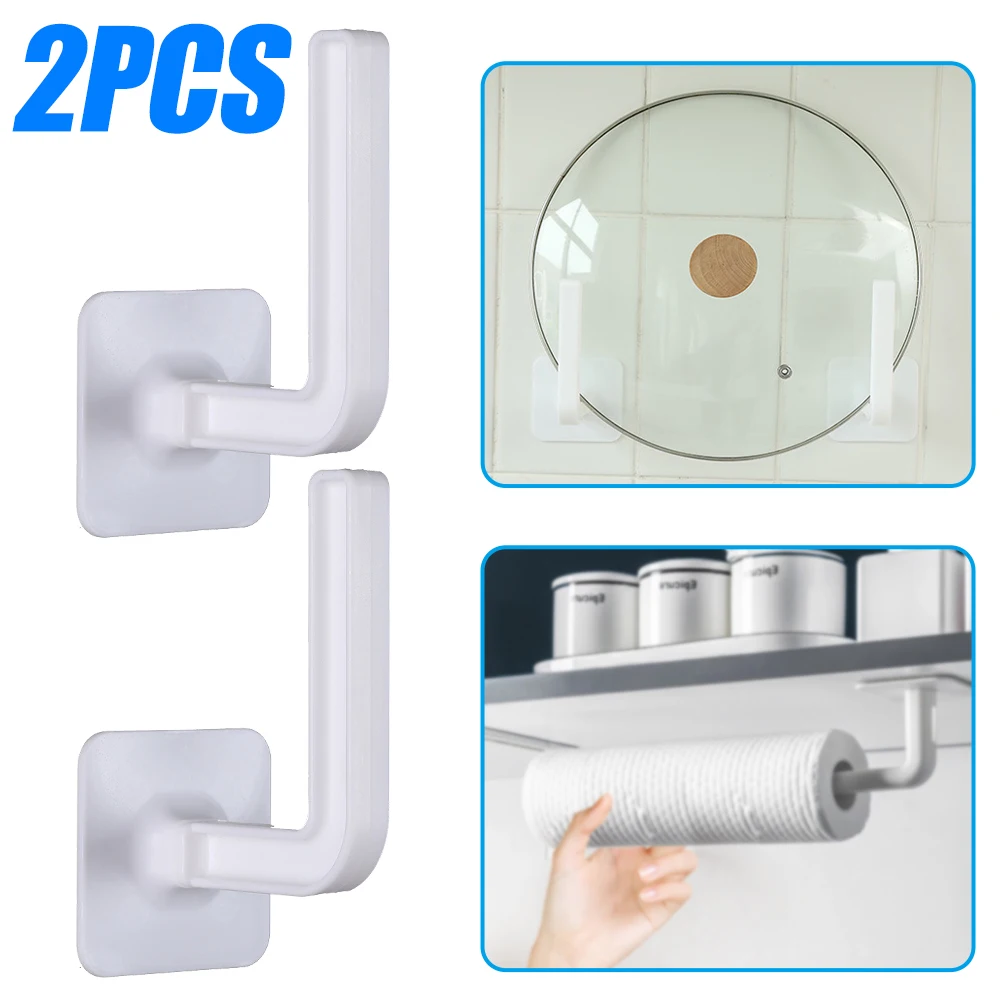 

2pcs Kitchen Paper Towel Holder Self-adhesive Accessories Under Cabinet Roll Rack Tissue Hanger Storage Rack for Toilet Bathroom