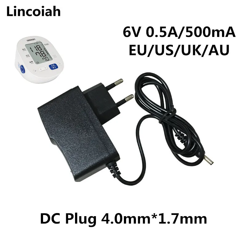 Lincoiah 6V 0.5A 500MA امدادات الطاقة AC/DC محول شاحن ل اومرون I-C10 M4-I M2 M3 M5-I M7 M10 M6 M6W مراقبة ضغط الدم