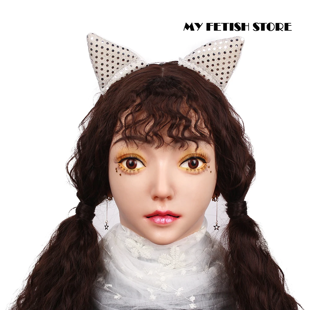 (Эмили) Трансвестит полный головы Реалистичная силиконовая молодая девушка