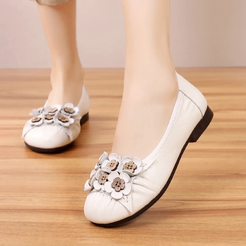 Женские туфли из натуральной кожи на плоской подошве повседневные Мягкие лоферы