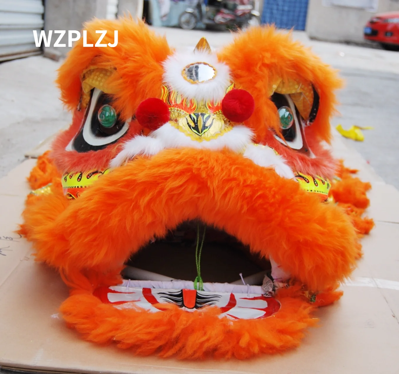 Orange Lion Dance Costume  2 Player 8-12 Age Children Play Party Performance Sport Outdoor Parade Folk Parad Stage Mascot China