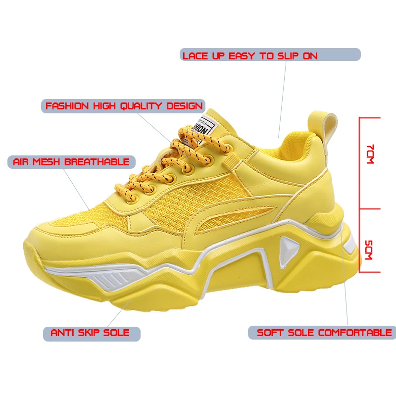 Женские повседневные кроссовки на платформе увеличивающие рост 5 см дышащие с