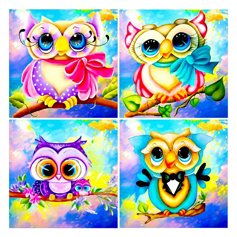 

LZAIQIZG DIY Diamond Painting Animal Mosaic Diamond Embroidery Cartoon Owl Picture Rhinestones Colorful Hot Sale Handmade Gift