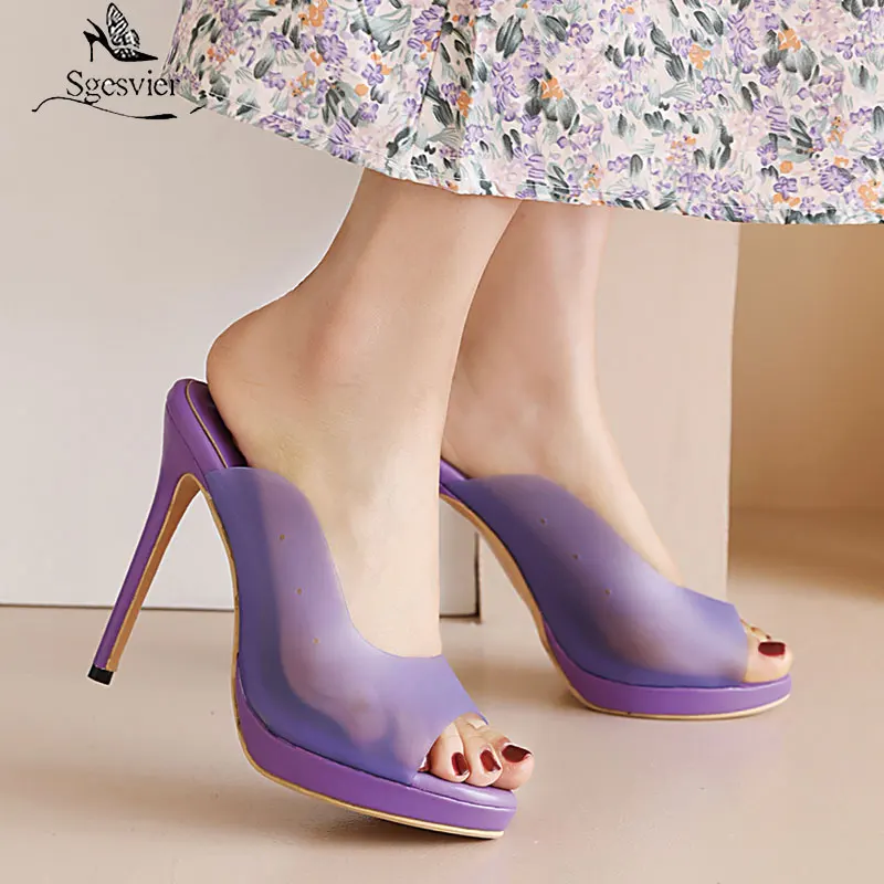 

Sgesvier New High Heel Slippers Women Slip On Slide Elegant Mule Shoes Women Sandal Leisure Slipper Size 30-50 Sandalias Mujer