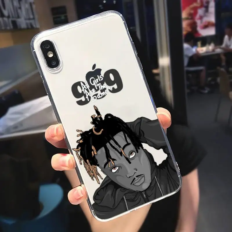 

Juice Wrld Rapper Cartoons funny Phone Case Transparent for iPhone 6 7 8 11 12 s mini pro X XS XR MAX Plus