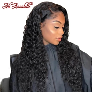 Бразильские волнистые Синтетические волосы на кружеве парики из натуральных волос для Для женщин предварительно волосяного покрова Али Annabelle 13x4 воды вьющиеся Синтетические волосы на кружеве al парики