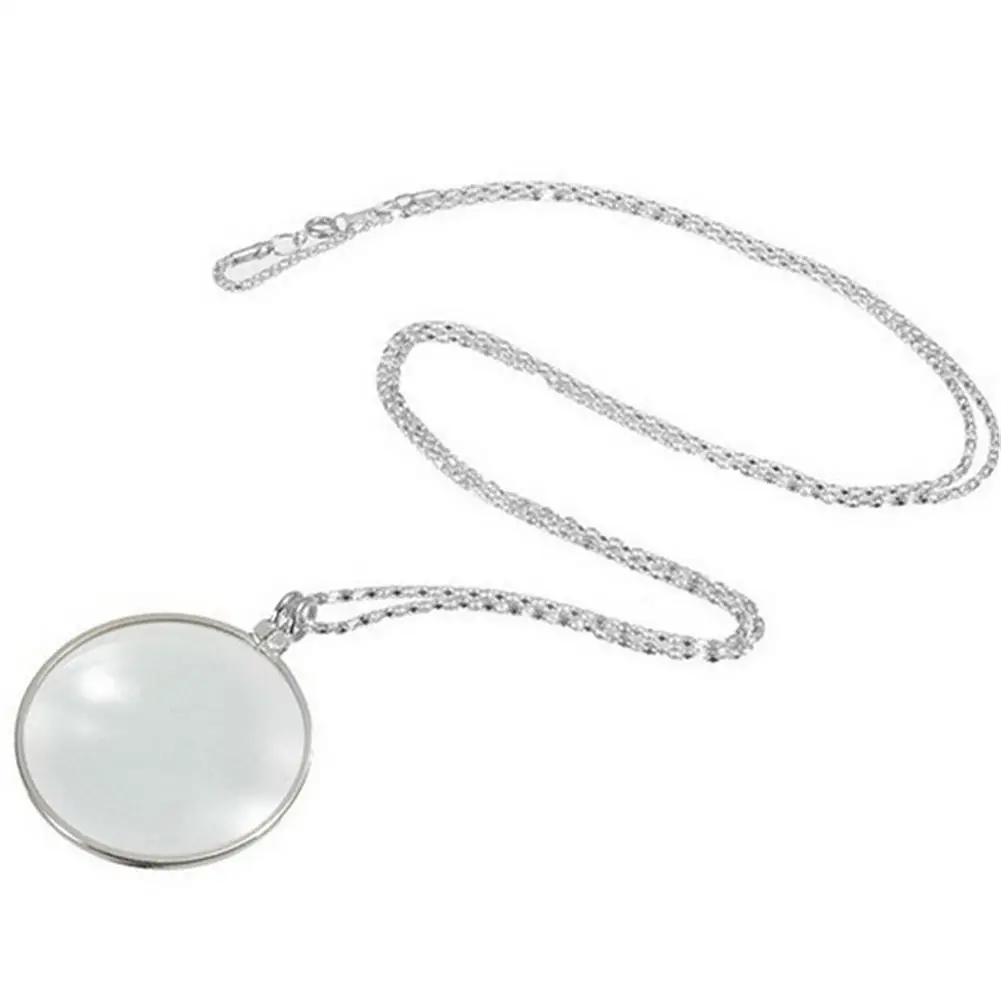 5X 42mm Necklace Magnifier Hanging Loupe Utility Monocle Lens Coin Magnifying Glass Pendant 450mm Chain Zooming Increase Vision |