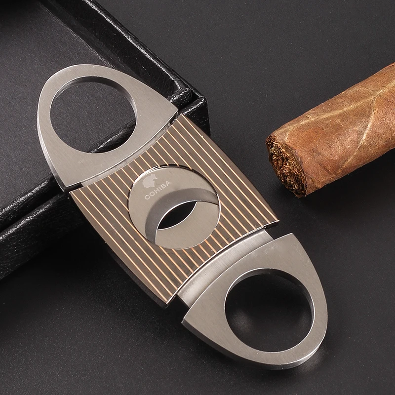 

COHIBA Cigar Cutter Gadgets Stainless Steel Triple Blade Cuban Cigars Scissors Sharp