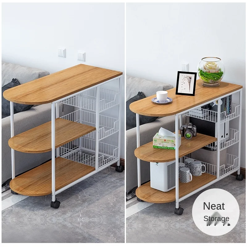 

Kitchen table rack with wheel floor 3 layer spice rack countertop microwave rack household vegetable basket storage rack