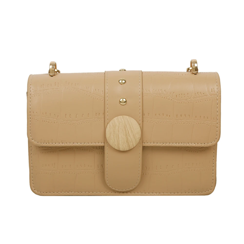 

Popular Simple Female Daily Bag Fashion Rivet Design Flap Crossbody Bag Female Leather Shoulder Messenger Purse