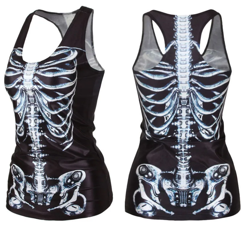 Модные летние топы классные женские 3d жилеты многоцветная Готическая панковская
