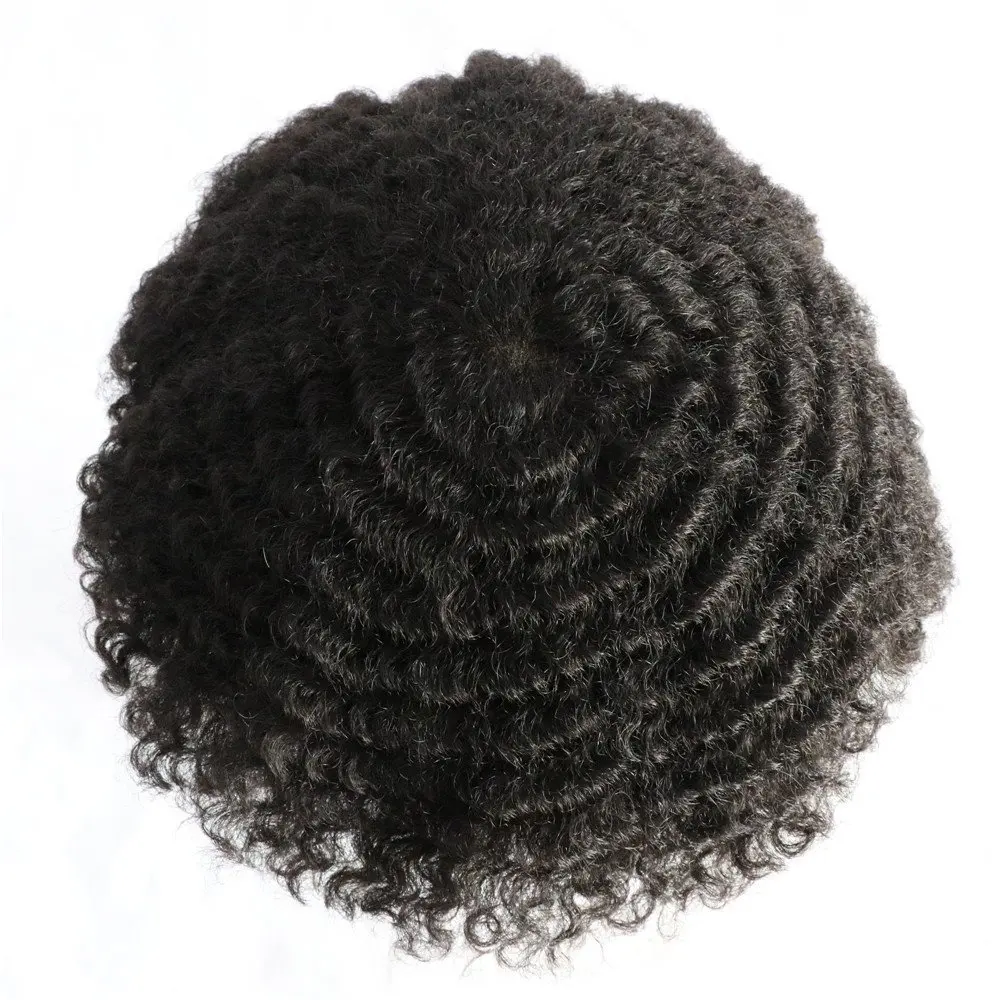 Глубокая кудрявая кружевная фронтальная система для волос мужские волосы из ПУ