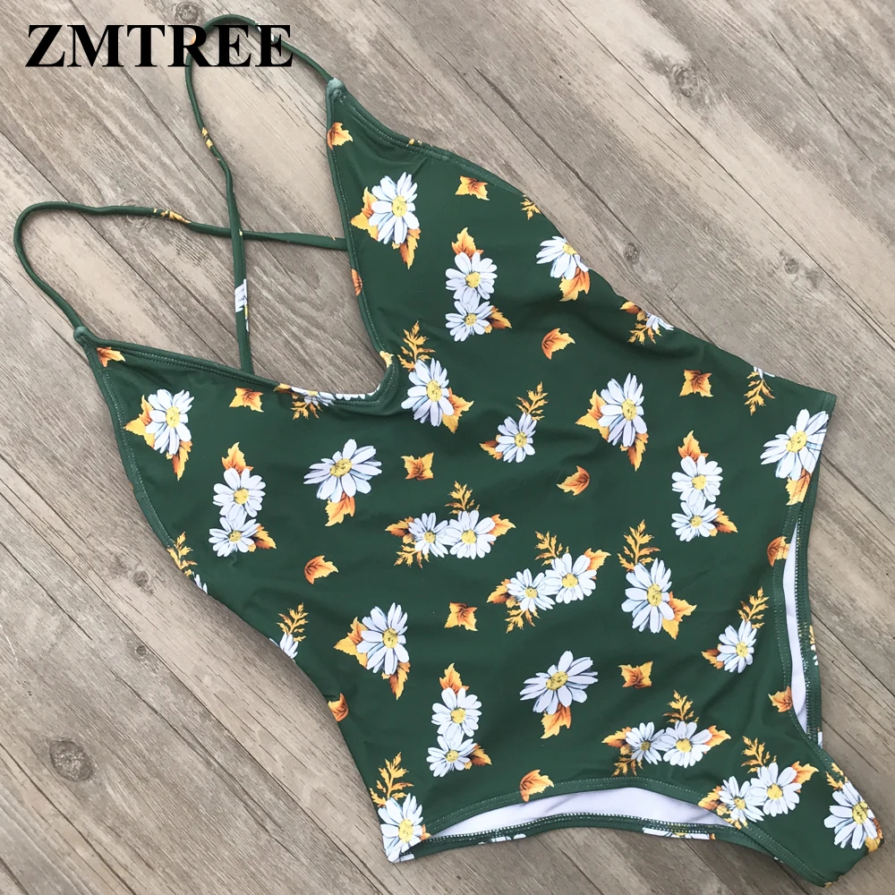 ZMTREE купальный костюм женский цельный купальник с глубоким V образным вырезом