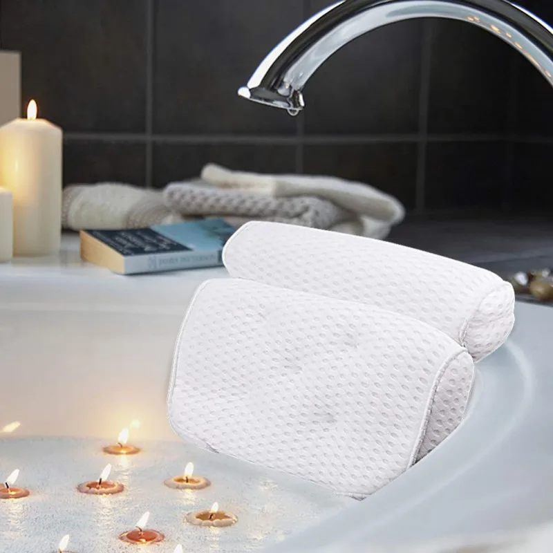 

Bath Pillow Bathtub Spa Pillow With 4D Air Mesh Technology 7 Suction Cups Support Head Back Shoulder And Neck Fits All Bathtub