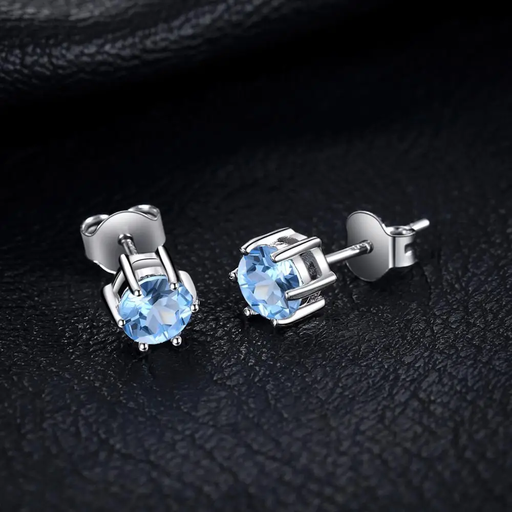 Jewelrypalace Природный Голубой топаз Серьги стержня натуральная 925 пробы Серебряные ювелирные изделия Для женщин jewelry выдающиеся Красивые ювелирные изделия