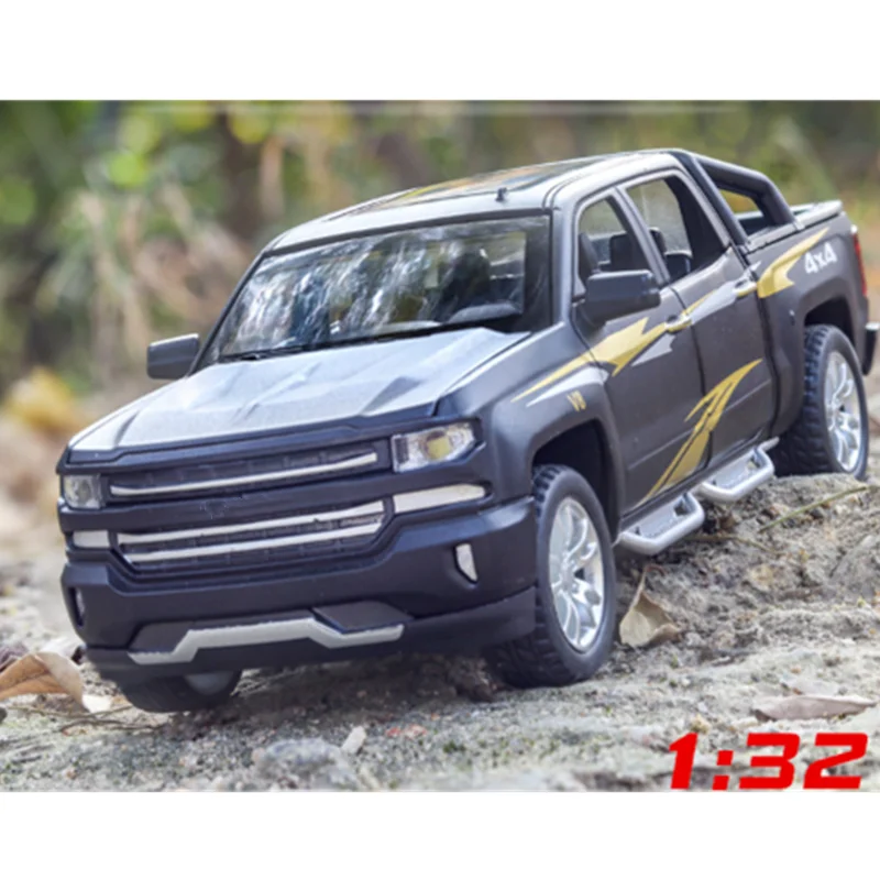 Коллекция 1:32 Масштаб 18 4 см Sliverado 4X4 Выкл модель дорожного транспортного средства