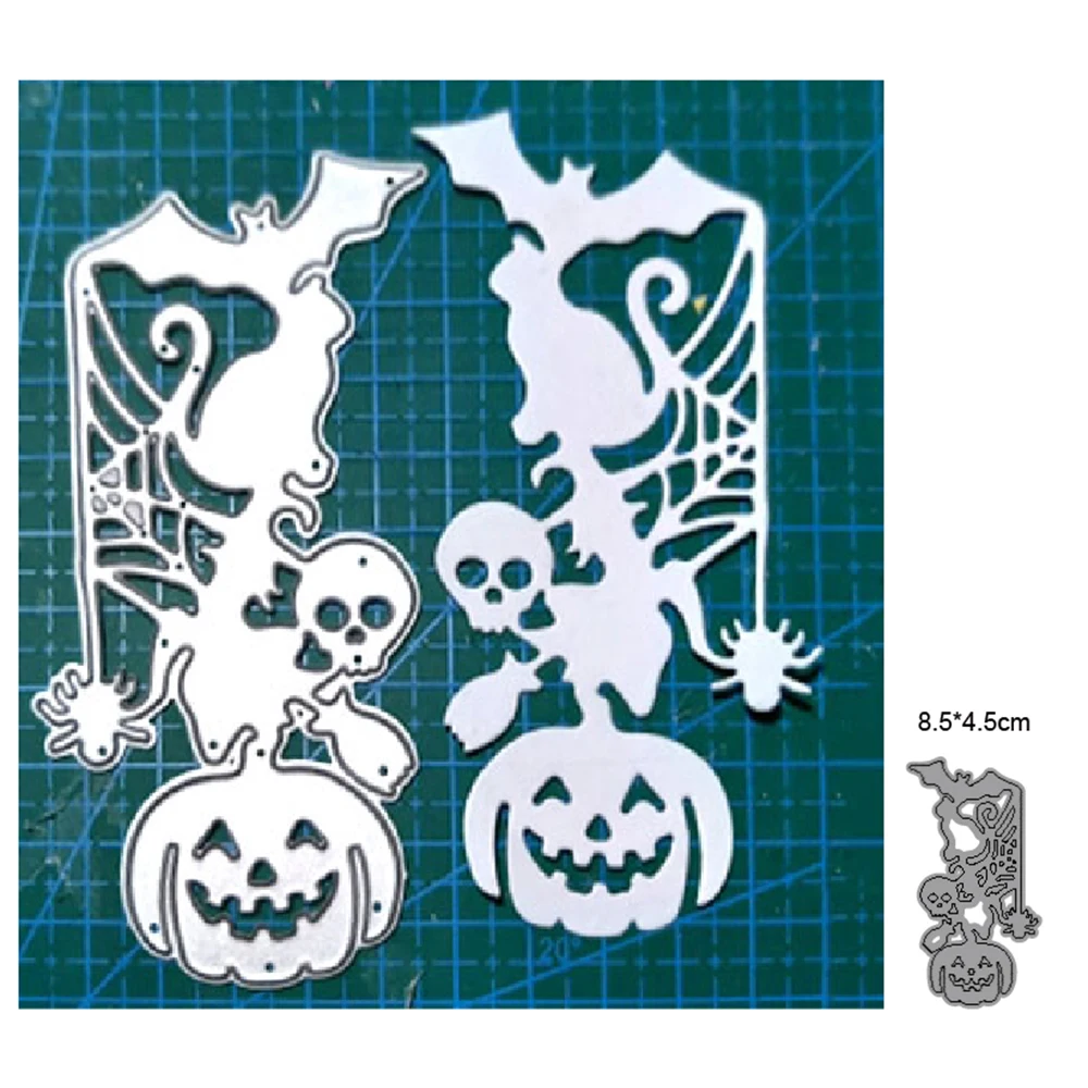 

Witch pumpkin cat bat 2021 new Happy Halloween card metal cutting craft template diy scrapbook paper photo album embossing mold