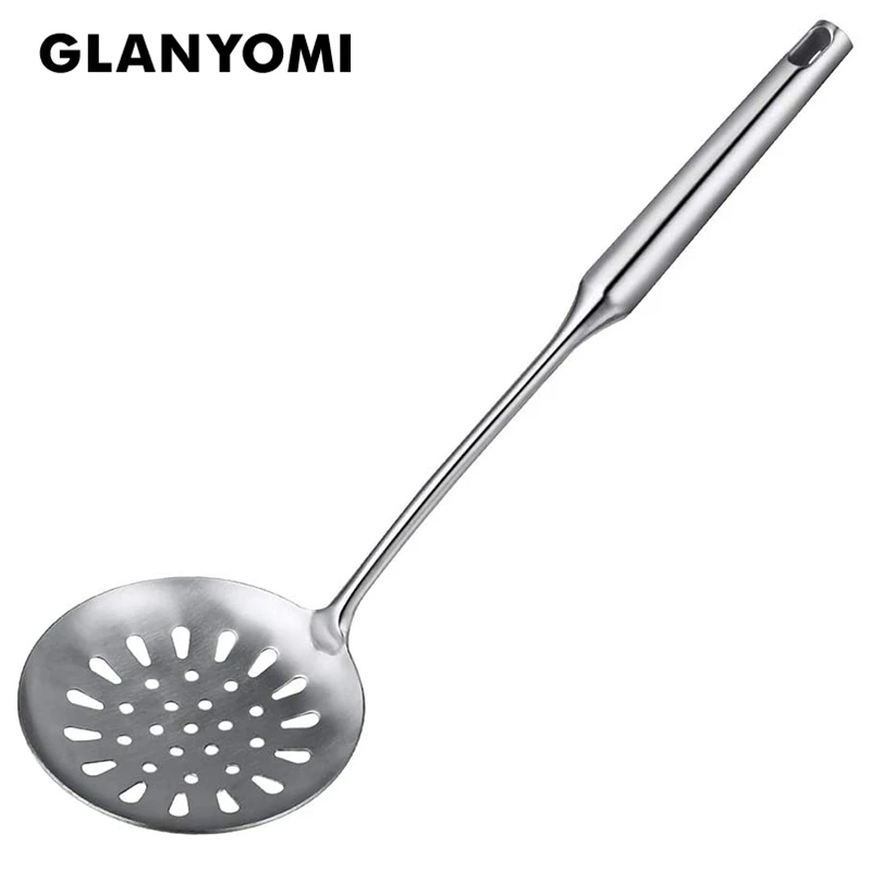

Stainless Steel Skimmer Strainer Ladle with Handle, Slotted Spoon for Kitchen Cooking Deep Fryer, Draining & Frying 15 inch