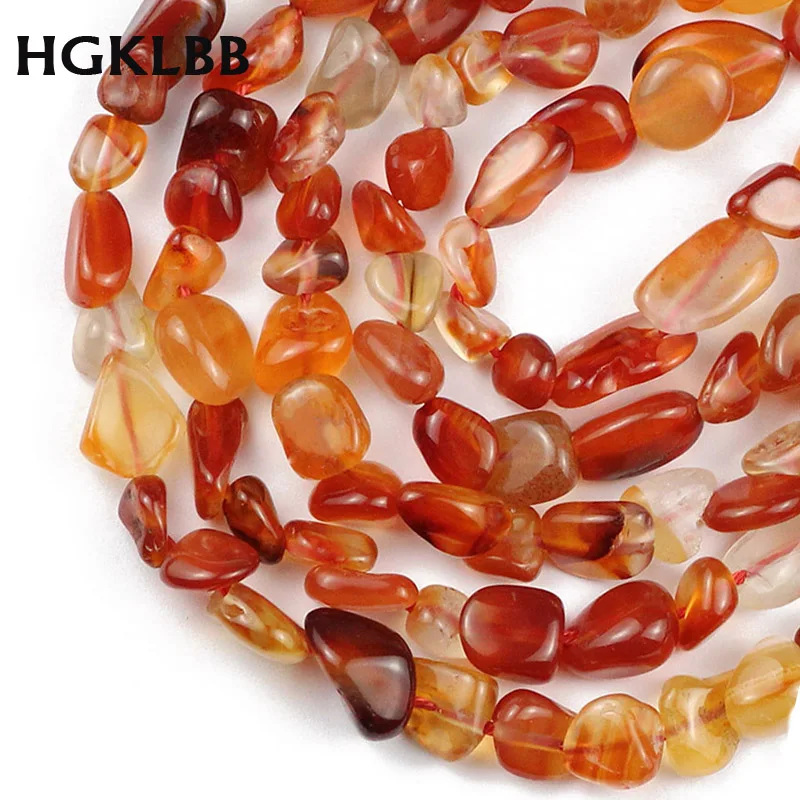 

HGKLBB Natural Red agata carnelian Irregular Gravel Charm Loose Stone beads for Jewelry making 4~8mm DIY bracelets accessories