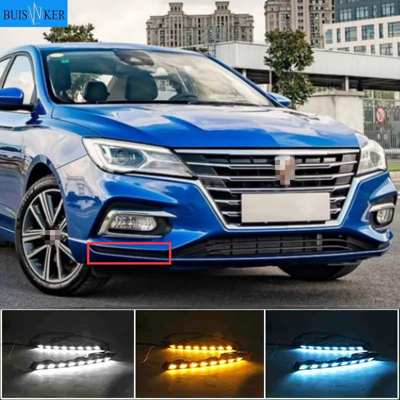 Динамический автомобильный налобный фонарь на бампер для Roewe i5, дневсветильник 2019 ~ 2021y DRL, автомобильные аксессуары, светодиодный налобный фонарь для Roewe i5, противотуманные фары