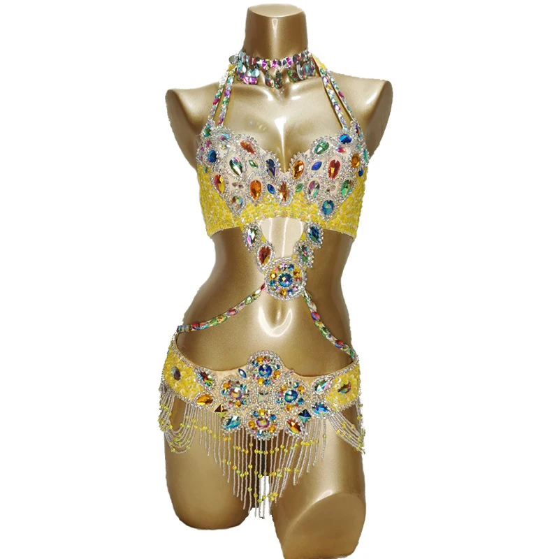 2021 Professional Belly Dance Clothing for Indian Performance Outfits Bollywood Dancer Costumes Sequined | Тематическая одежда и