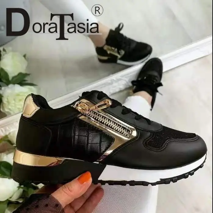 

DORATASIA Big Size 36-43 New INS Hot Female Mesh Sneakers Fashion Lace-Up Patchwork Snsakers Women Casual Platform Shoes Woman