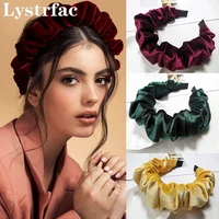 lystrfac velvet padded pleated hairband for women scrunchies headband stylish female autumn winter vintage hair accessories