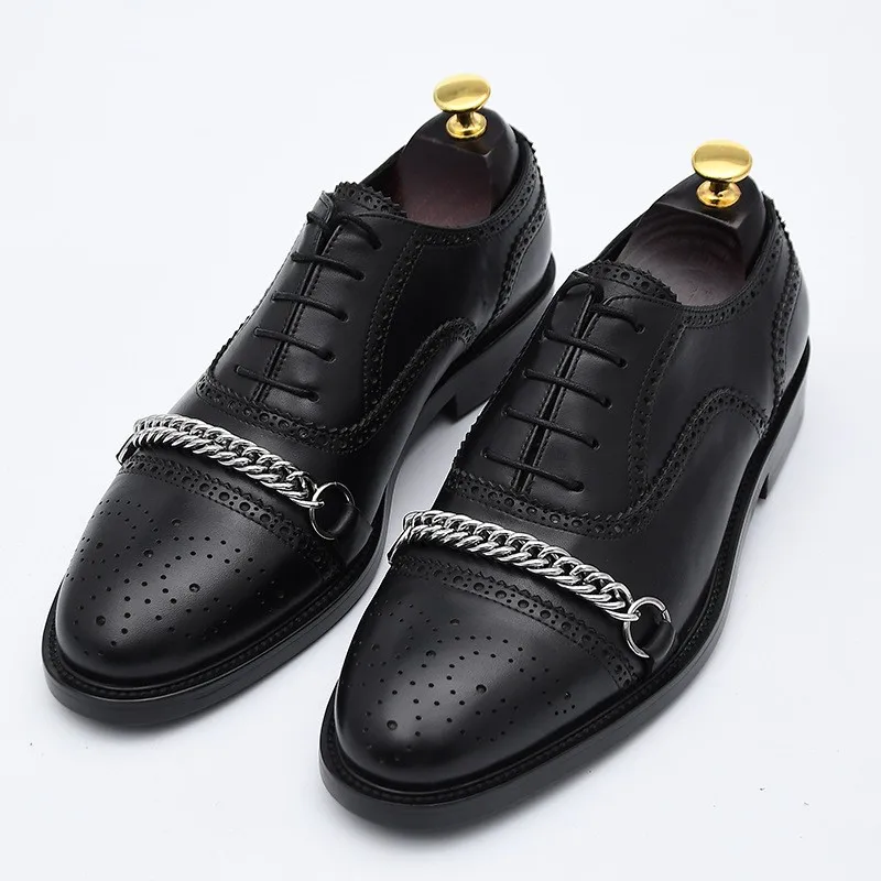 Брендовые туфли-броги мужские классические деловые туфли из воловьей кожи с