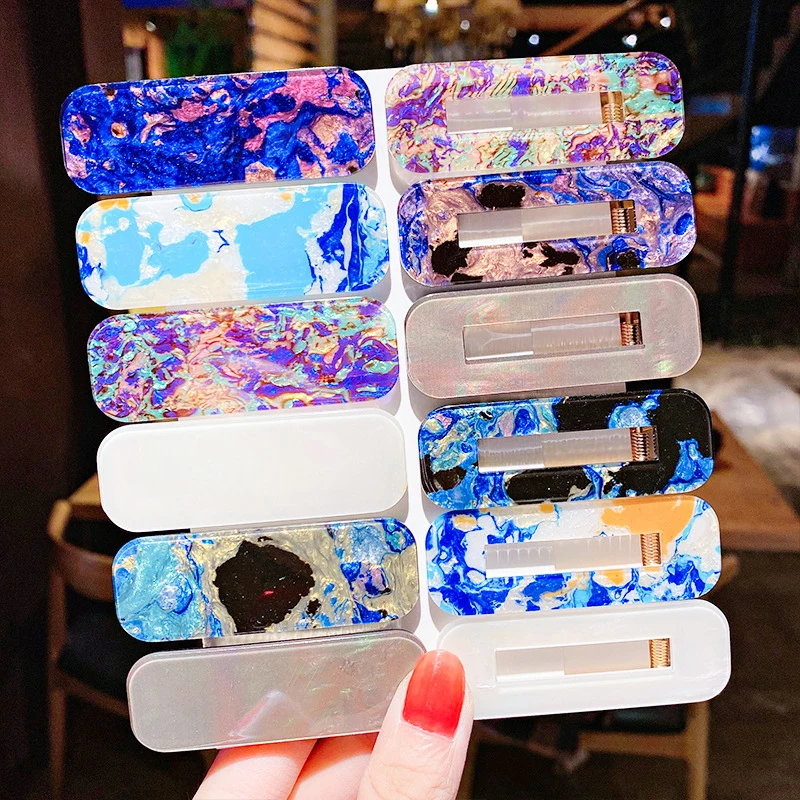 

All-match Women Elegant Colorful Print Geometric Acrylic Hairpins Sweet Hair Clip Headband Barrettes Fashion Hair Accessories