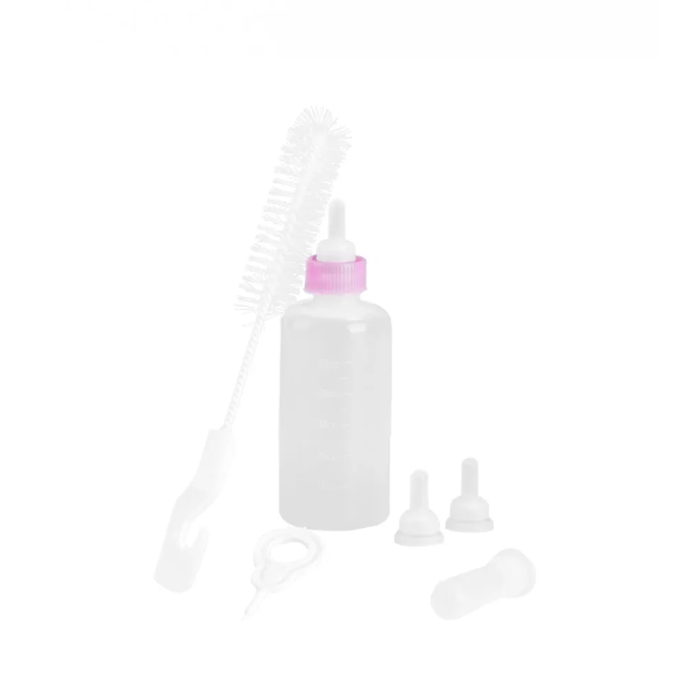 Portable Feeding Bottle Set with Brush Pacifiers Silicone Pet Baby Nursing Dog Cat Water Milk Feeder for Puppy Kitten