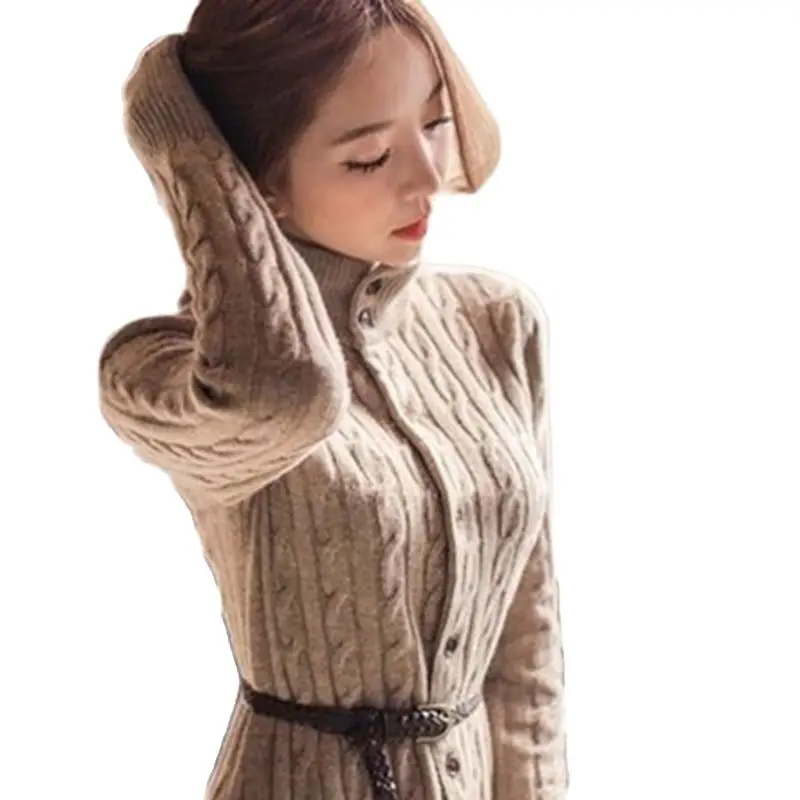 Новинка, Женское зимнее пальто в южнокорейском стиле, длинный кардиган с завязками, вязаные платья-свитеры, Утепленные зимние платья от AliExpress RU&CIS NEW