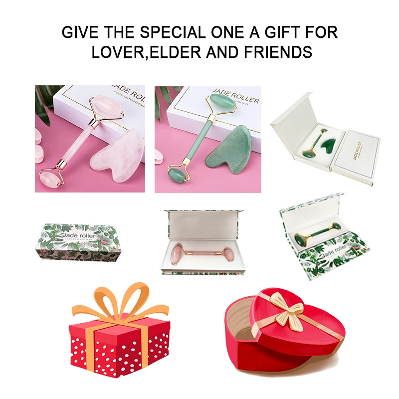 Портативный массажер для лифтинга лица Нефритовый ролик натуральный розовый