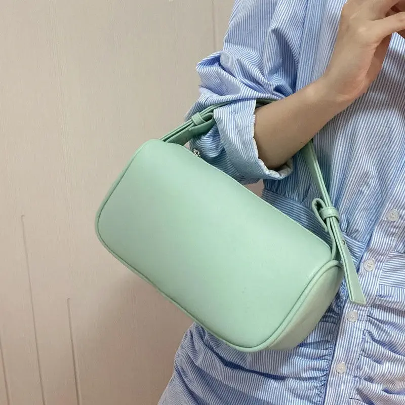 

Summer Fashion Handbags for Women PU Leather Solid Color Shoulder Bag Small Square Clutch Purse Vintage Top-handle Female Bag