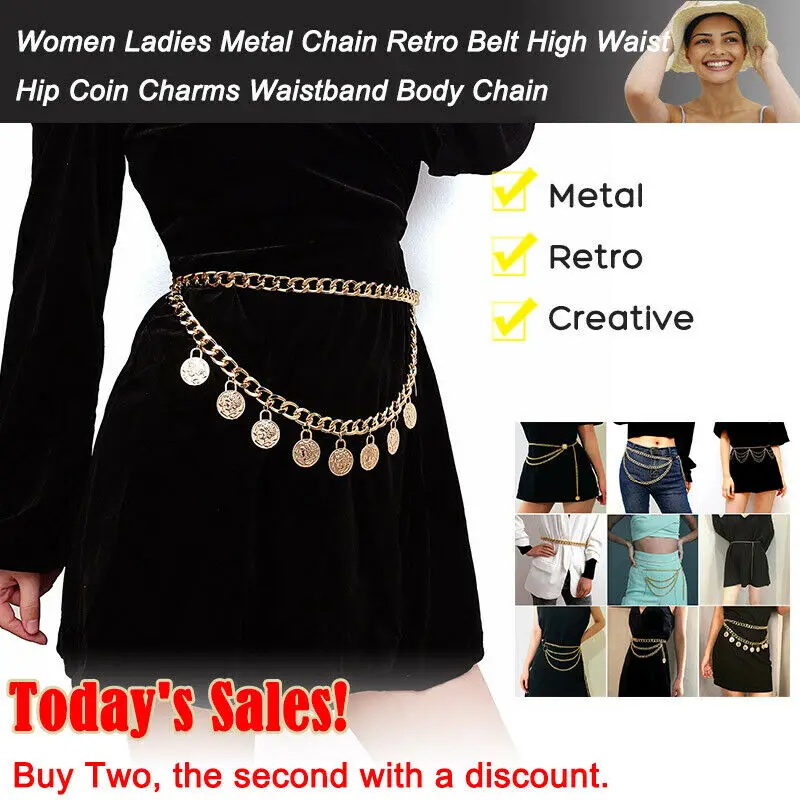 Модные женские металлические цепи пояс в стиле ретро высокая талия и бедра