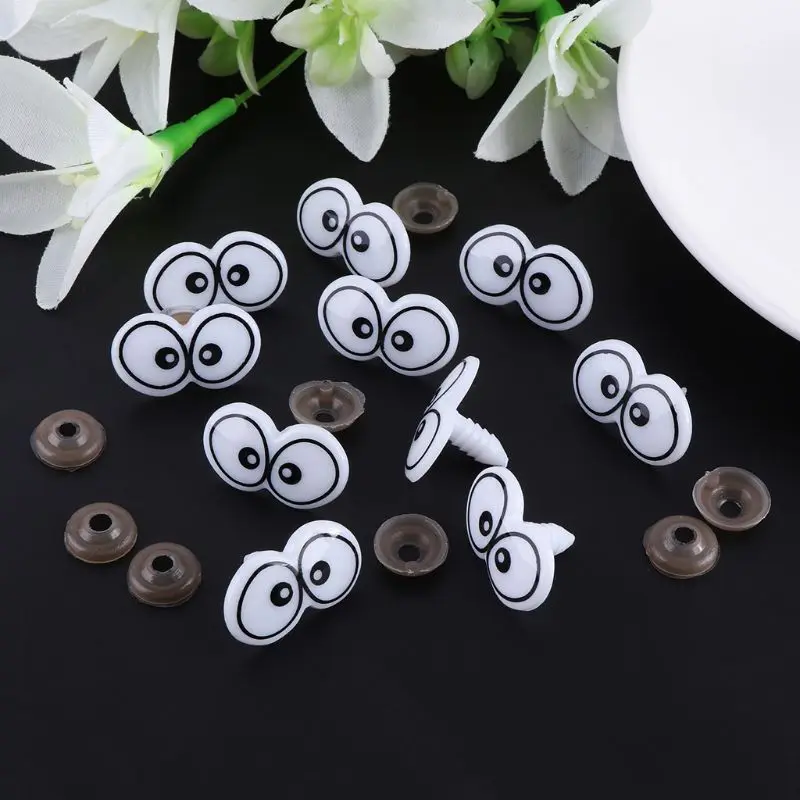 

10pcs Plastic Cartoon Safety Eyes For Toy Bear Doll Puppet Stuffed Animal Crafts Children DIY With Washers