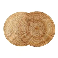 2 pcs handmade round natural rattan placemat farmhouse round wicker placemats for dining tableweddingpartiesbbqsetc