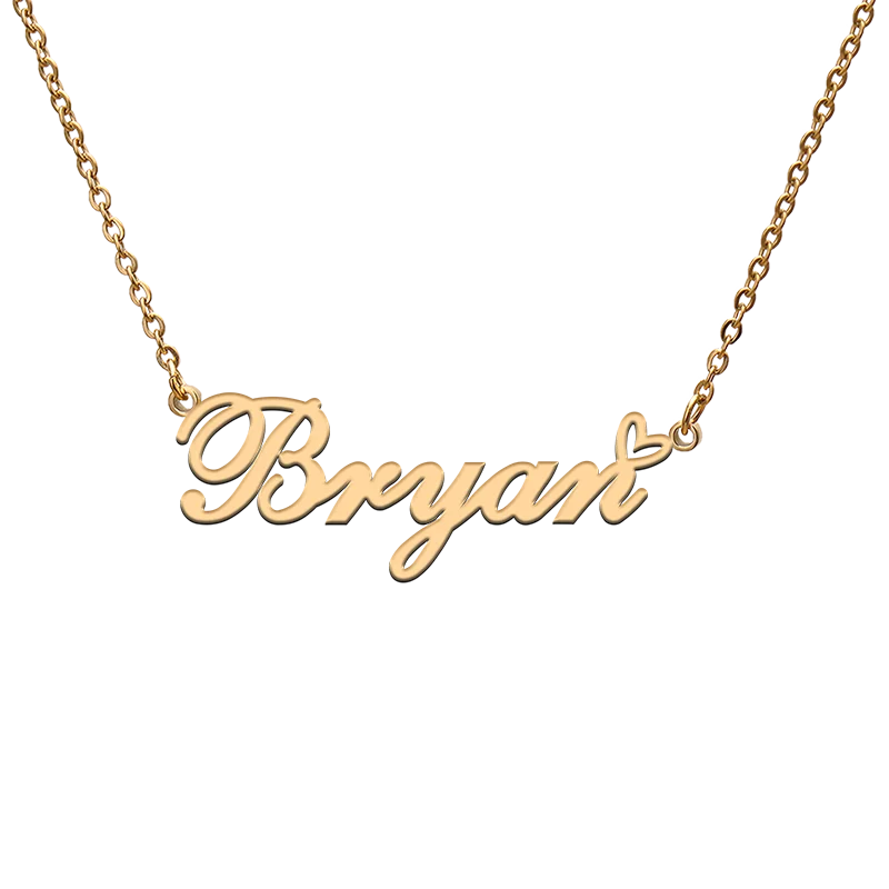 God with Love Heart Personalized Character Necklace with Name Bryan for Best Friend Jewelry Gift
