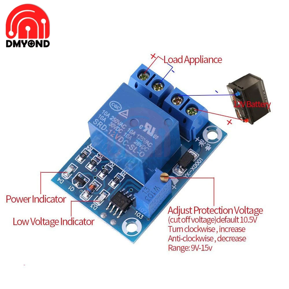 Модуль управления пониженным напряжением аккумулятора 12 В низкое напряжение