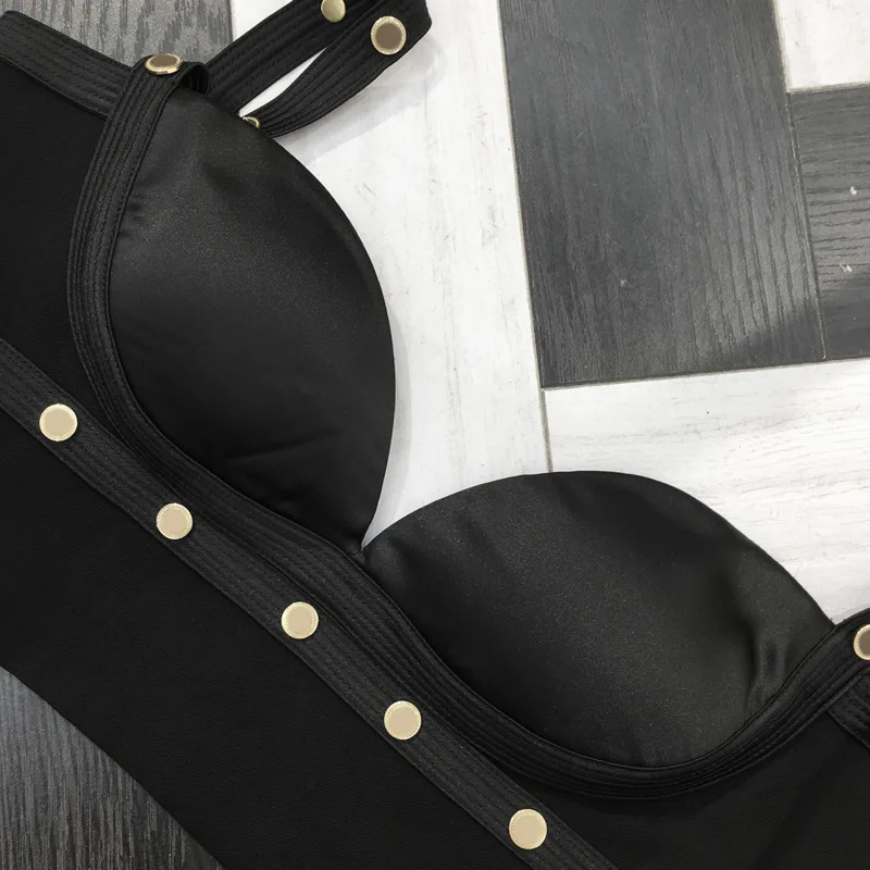 DEAT Women Patchwork Golden Buttons Camis Tank Tops New V-collar Sleeveless Personality Slim Fit Fashion Tide Summer 2021 7E1022