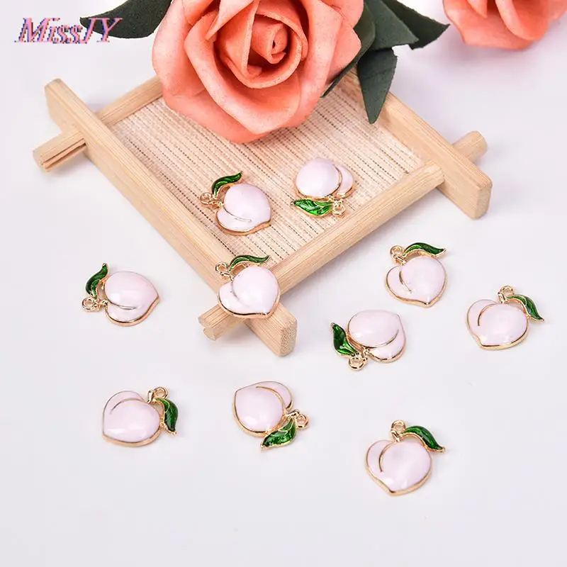 Подвески с фруктами 10 шт.-персики металлические эмалевые подвески для сережек