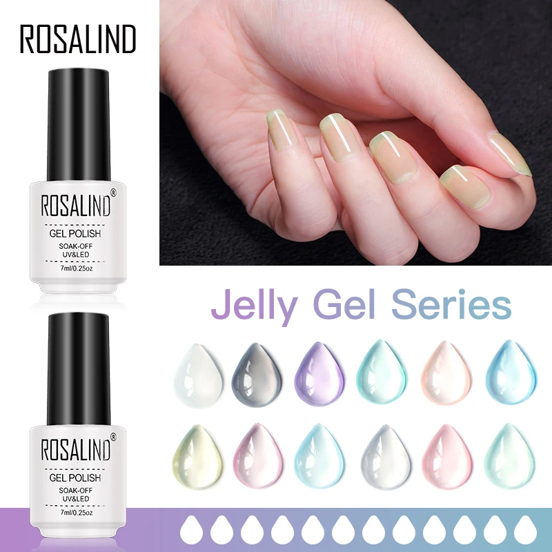 

ROSALIND Jelly Gel Nail Polish Soak Off Nails Art Hybrid Varnishes Nail Gel Lacquer All For Manicure Semi Permanent Base And Top