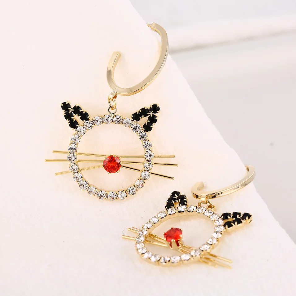

Cute cat earrings new trendy simple high-end geometric circle round earrings