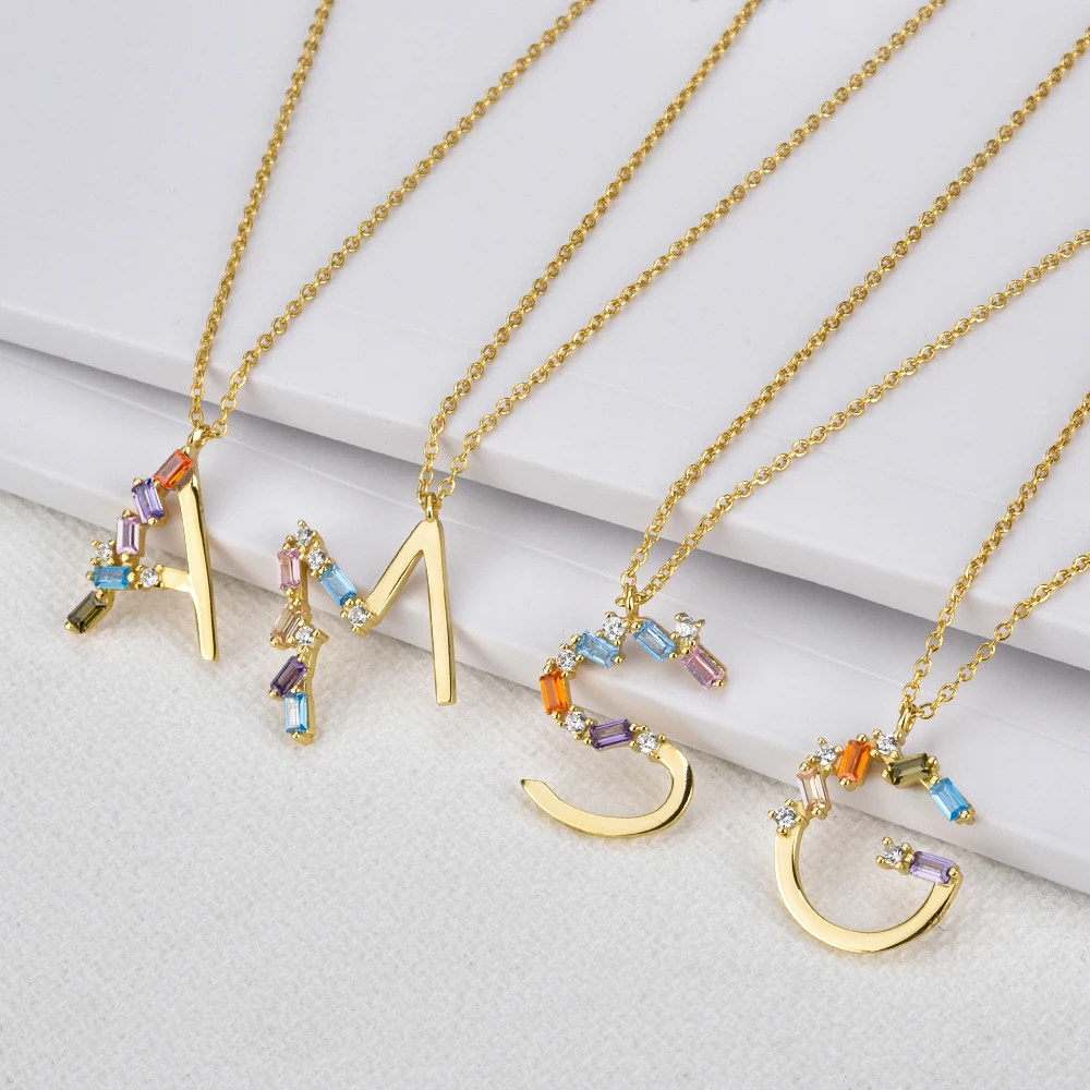 Подвеска в виде буквы E F из серебра 925 пробы с фианитом|Ожерелья| |